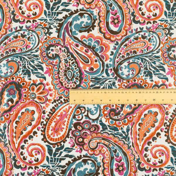 Colarto Collection Tropical Colours In Paisley Pattern Chenille Furnishing Fabric CTR-264 - Roman Blinds
