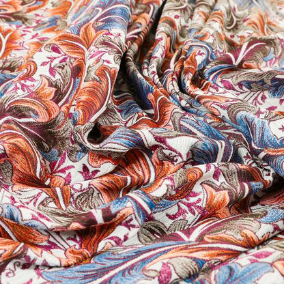 Colarto Collection Tropical Colours In Floral Pattern Chenille Furnishing Fabric CTR-265 - Made To Measure Curtains