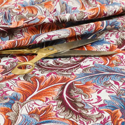 Colarto Collection Tropical Colours In Floral Pattern Chenille Furnishing Fabric CTR-265 - Made To Measure Curtains