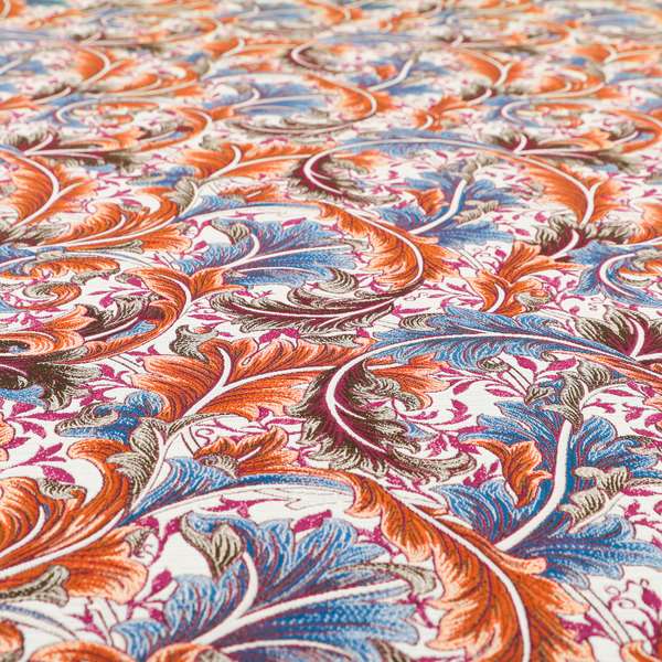 Colarto Collection Tropical Colours In Floral Pattern Chenille Furnishing Fabric CTR-265 - Roman Blinds
