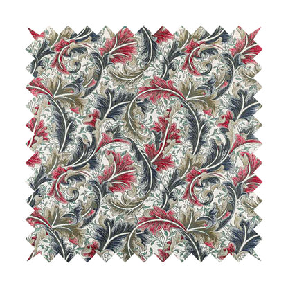 Colarto Collection Red Blue Colour In Floral Pattern Chenille Furnishing Fabric CTR-267 - Handmade Cushions