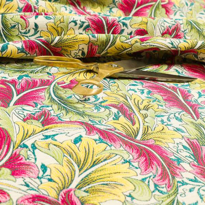Colarto Collection Citrus Colours In Floral Pattern Chenille Furnishing Fabric CTR-268 - Handmade Cushions