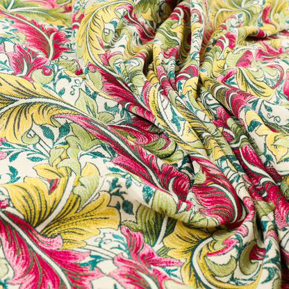 Colarto Collection Citrus Colours In Floral Pattern Chenille Furnishing Fabric CTR-268 - Made To Measure Curtains