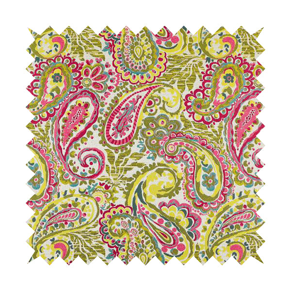 Colarto Collection Citrus Colours In Paisley Pattern Chenille Furnishing Fabric CTR-269 - Made To Measure Curtains