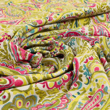 Colarto Collection Citrus Colours In Paisley Pattern Chenille Furnishing Fabric CTR-269 - Made To Measure Curtains