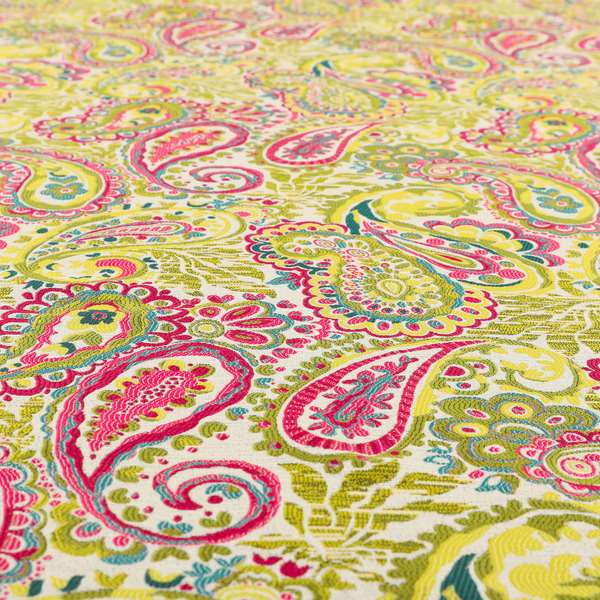 Colarto Collection Citrus Colours In Paisley Pattern Chenille Furnishing Fabric CTR-269 - Made To Measure Curtains