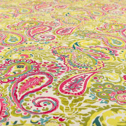 Colarto Collection Citrus Colours In Paisley Pattern Chenille Furnishing Fabric CTR-269 - Made To Measure Curtains