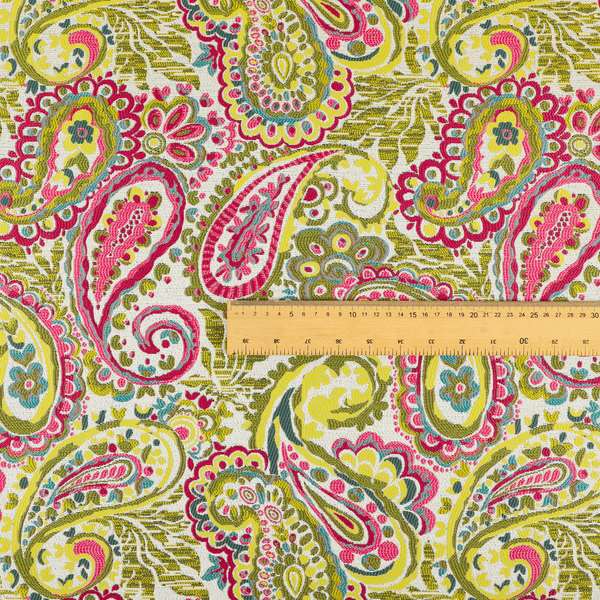 Colarto Collection Citrus Colours In Paisley Pattern Chenille Furnishing Fabric CTR-269 - Made To Measure Curtains