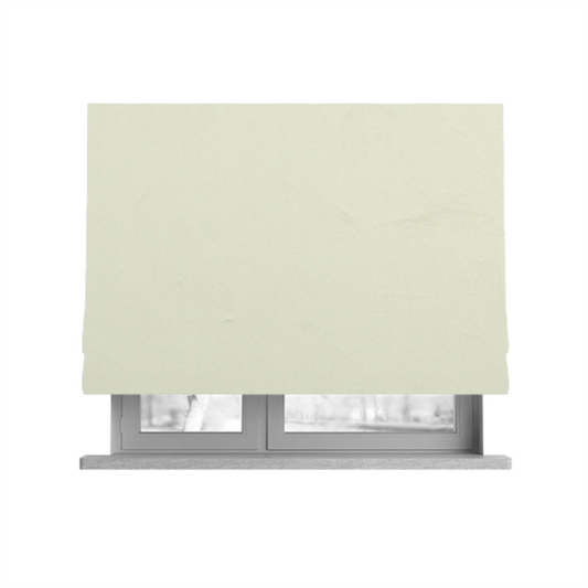 Alpha Plain Durable Velvet Brushed Cotton Effect Upholstery Fabric White Colour CTR-2693 - Roman Blinds