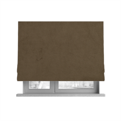 Alpha Plain Durable Velvet Brushed Cotton Effect Upholstery Fabric Brown Colour CTR-2695 - Roman Blinds