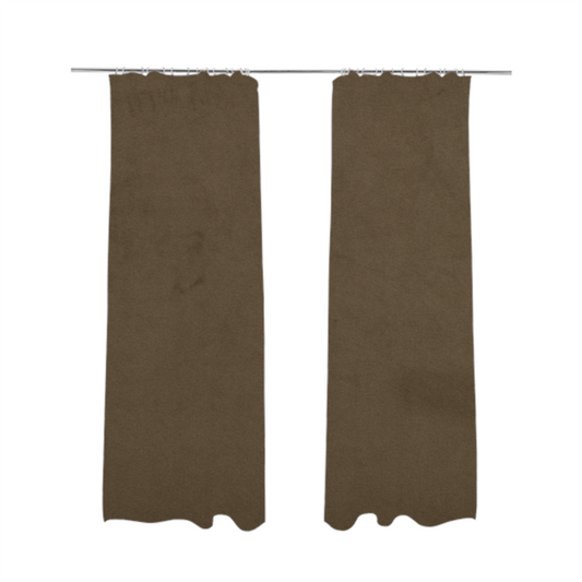 Alpha Plain Durable Velvet Brushed Cotton Effect Upholstery Fabric Brown Colour CTR-2695 - Made To Measure Curtains