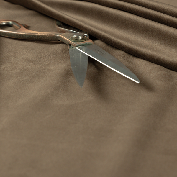 Alpha Plain Durable Velvet Brushed Cotton Effect Upholstery Fabric Brown Colour CTR-2695 - Made To Measure Curtains