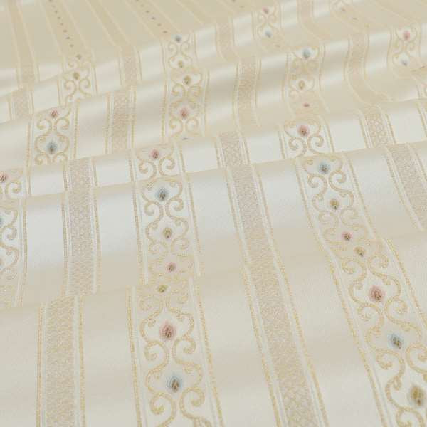 Saliha Regency Stripes Pattern Fabric Pearl Collection Fabrics CTR-27 - Made To Measure Curtains