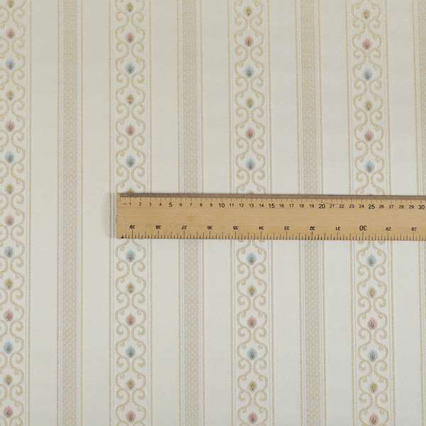 Saliha Regency Stripes Pattern Fabric Pearl Collection Fabrics CTR-27 - Made To Measure Curtains