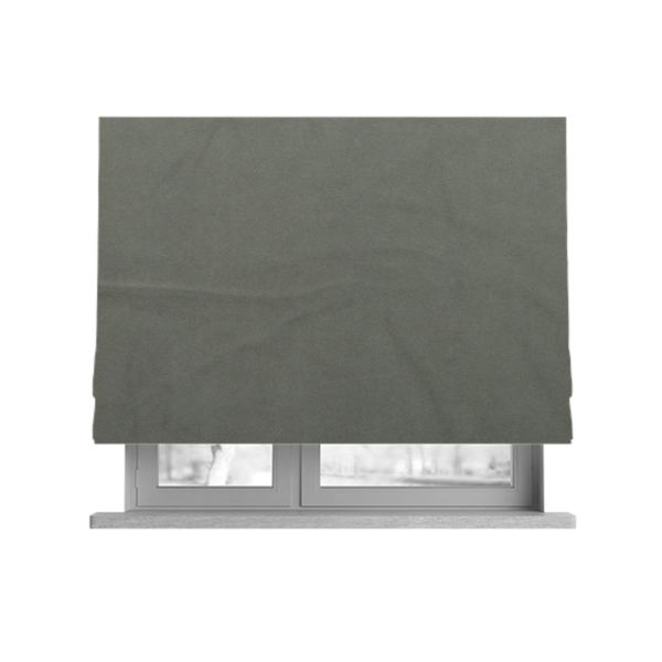 Alpha Plain Durable Velvet Brushed Cotton Effect Upholstery Fabric Grey Colour CTR-2705 - Roman Blinds