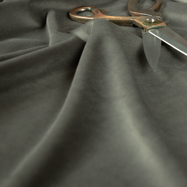 Alpha Plain Durable Velvet Brushed Cotton Effect Upholstery Fabric Grey Colour CTR-2705 - Made To Measure Curtains