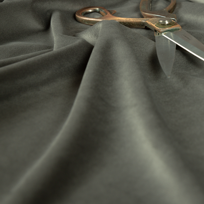 Alpha Plain Durable Velvet Brushed Cotton Effect Upholstery Fabric Grey Colour CTR-2705 - Made To Measure Curtains