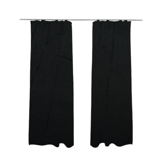 Alpha Plain Durable Velvet Brushed Cotton Effect Upholstery Fabric Black Colour CTR-2707 - Made To Measure Curtains