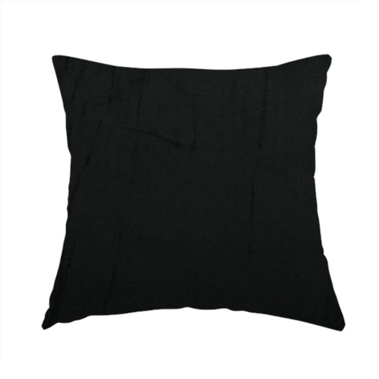 Alpha Plain Durable Velvet Brushed Cotton Effect Upholstery Fabric Black Colour CTR-2707 - Handmade Cushions