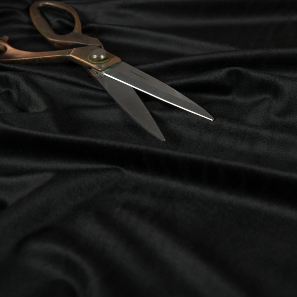 Alpha Plain Durable Velvet Brushed Cotton Effect Upholstery Fabric Black Colour CTR-2707 - Made To Measure Curtains