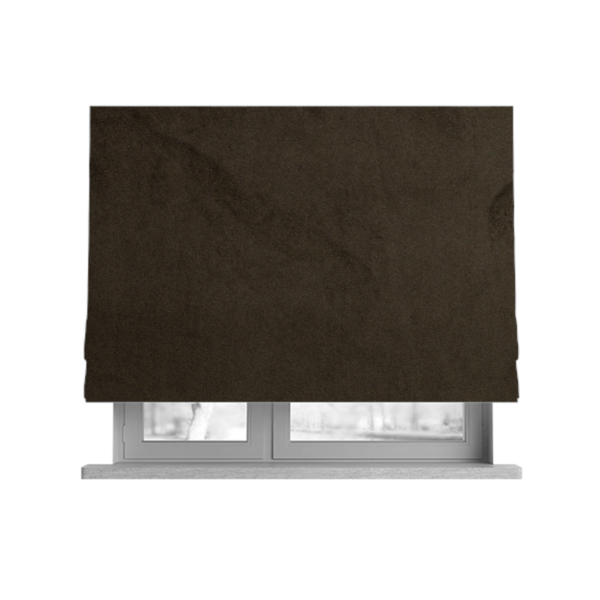 Alpha Plain Durable Velvet Brushed Cotton Effect Upholstery Fabric Brown Colour CTR-2710 - Roman Blinds