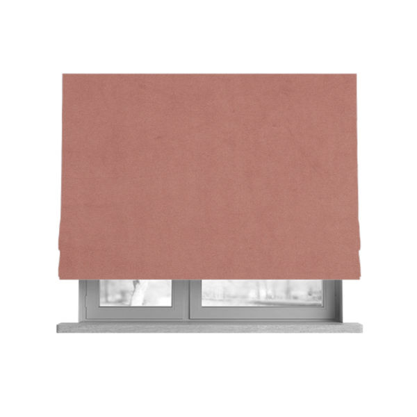 Alpha Plain Durable Velvet Brushed Cotton Effect Upholstery Fabric Pink Colour CTR-2717 - Roman Blinds