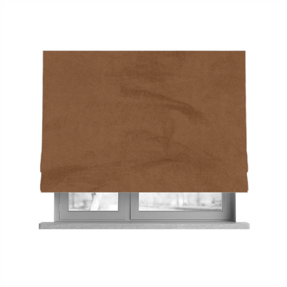 Alpha Plain Durable Velvet Brushed Cotton Effect Upholstery Fabric Brown Colour CTR-2718 - Roman Blinds