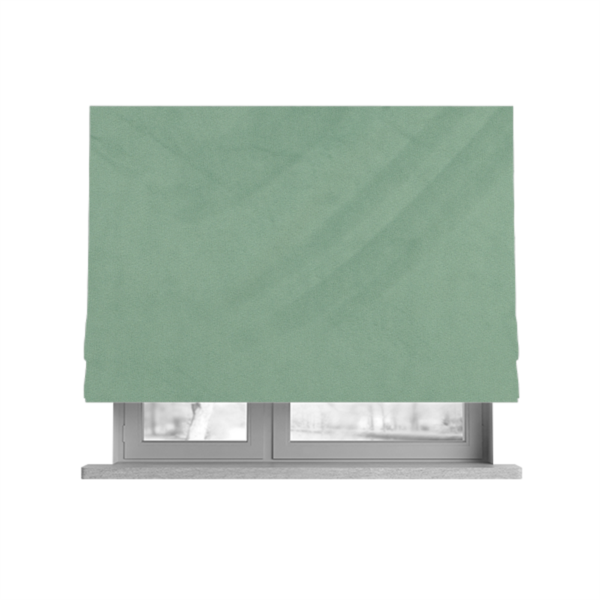 Alpha Plain Durable Velvet Brushed Cotton Effect Upholstery Fabric Green Colour CTR-2727 - Roman Blinds