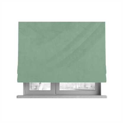 Alpha Plain Durable Velvet Brushed Cotton Effect Upholstery Fabric Green Colour CTR-2727 - Roman Blinds