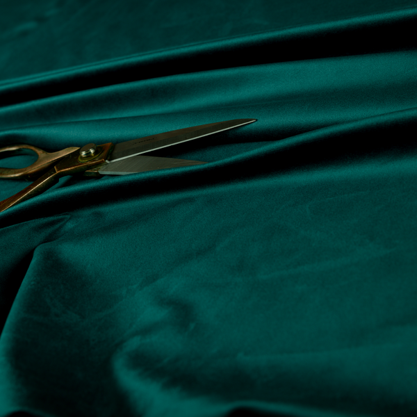 Alpha Plain Durable Velvet Brushed Cotton Effect Upholstery Fabric Teal Colour CTR-2728 - Roman Blinds