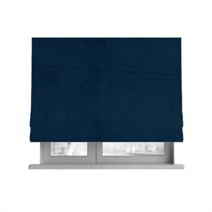 Alpha Plain Durable Velvet Brushed Cotton Effect Upholstery Fabric Blue Colour CTR-2731 - Roman Blinds