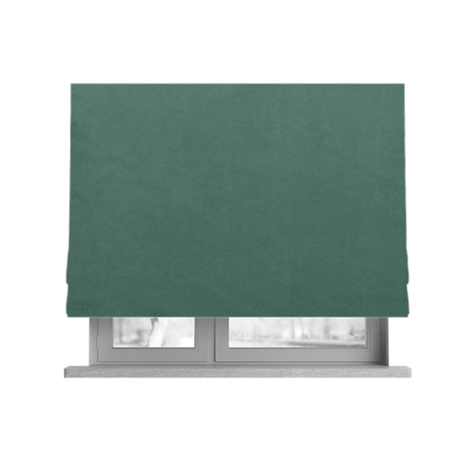 Alpha Plain Durable Velvet Brushed Cotton Effect Upholstery Fabric Green Colour CTR-2734 - Roman Blinds