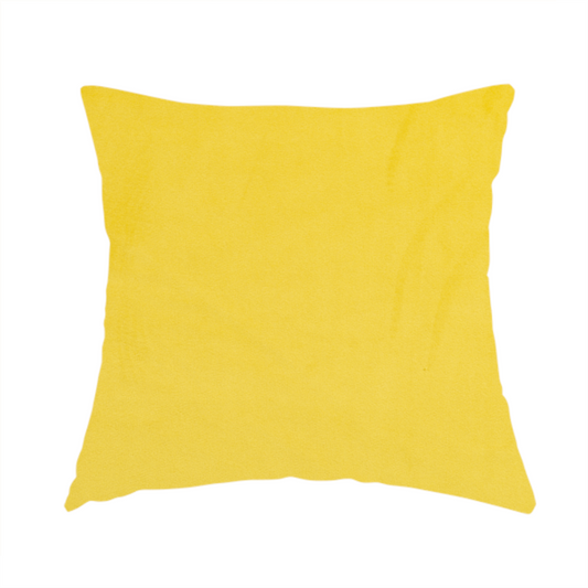 Alpha Plain Durable Velvet Brushed Cotton Effect Upholstery Fabric Yellow Colour CTR-2735 - Handmade Cushions