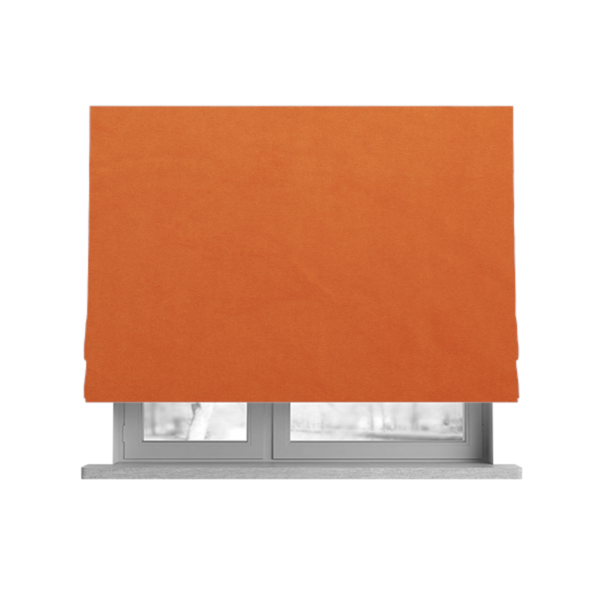 Alpha Plain Durable Velvet Brushed Cotton Effect Upholstery Fabric Orange Colour CTR-2738 - Roman Blinds