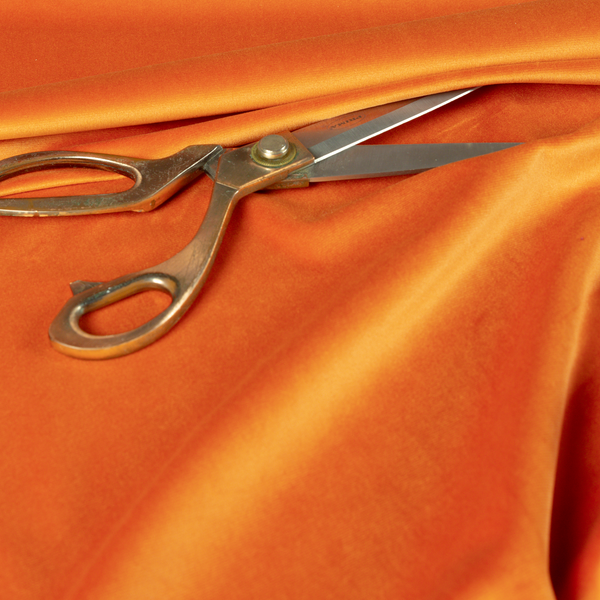 Alpha Plain Durable Velvet Brushed Cotton Effect Upholstery Fabric Orange Colour CTR-2738 - Roman Blinds