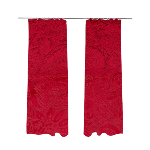 Athena Laser Cut Pattern Soft Velveteen Red Velvet Upholstery Curtains Fabric CTR-2744 - Made To Measure Curtains