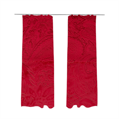 Athena Laser Cut Pattern Soft Velveteen Red Velvet Upholstery Curtains Fabric CTR-2744 - Made To Measure Curtains