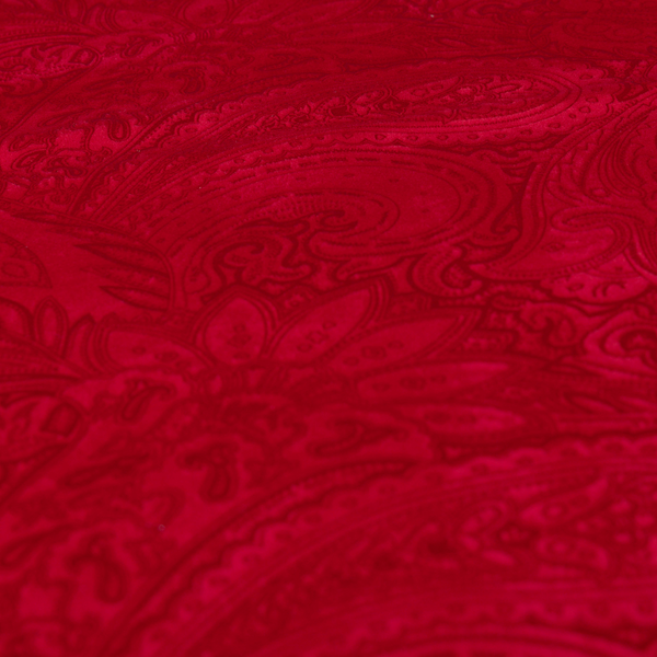 Athena Laser Cut Pattern Soft Velveteen Red Velvet Upholstery Curtains Fabric CTR-2744 - Roman Blinds