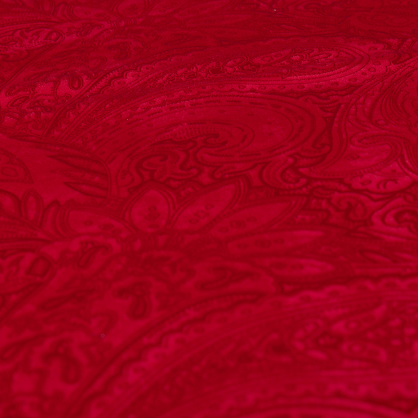 Athena Laser Cut Pattern Soft Velveteen Red Velvet Upholstery Curtains Fabric CTR-2744 - Made To Measure Curtains