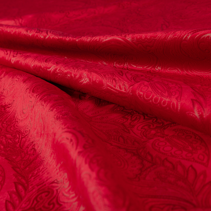 Athena Laser Cut Pattern Soft Velveteen Red Velvet Upholstery Curtains Fabric CTR-2744 - Made To Measure Curtains