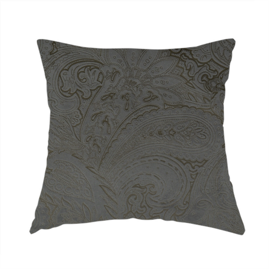 Athena Laser Cut Pattern Soft Velveteen Grey Velvet Upholstery Curtains Fabric CTR-2748 - Handmade Cushions