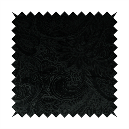Athena Laser Cut Pattern Soft Velveteen Black Velvet Upholstery Curtains Fabric CTR-2749