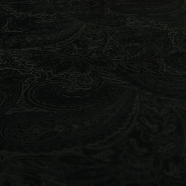 Athena Laser Cut Pattern Soft Velveteen Black Velvet Upholstery Curtains Fabric CTR-2749 - Made To Measure Curtains