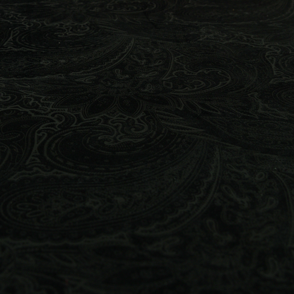 Athena Laser Cut Pattern Soft Velveteen Black Velvet Upholstery Curtains Fabric CTR-2749 - Made To Measure Curtains