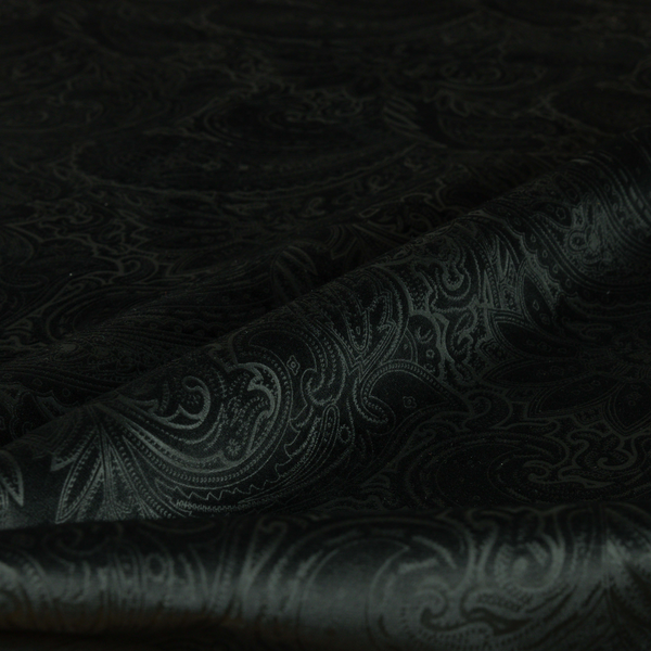 Athena Laser Cut Pattern Soft Velveteen Black Velvet Upholstery Curtains Fabric CTR-2749 - Roman Blinds