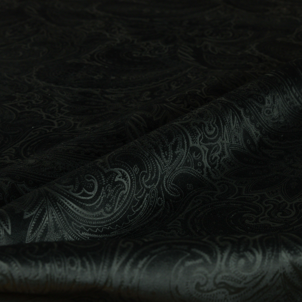 Athena Laser Cut Pattern Soft Velveteen Black Velvet Upholstery Curtains Fabric CTR-2749 - Made To Measure Curtains