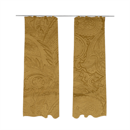 Athena Laser Cut Pattern Soft Velveteen Gold Velvet Upholstery Curtains Fabric CTR-2750 - Made To Measure Curtains