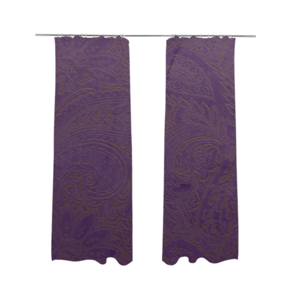 Athena Laser Cut Pattern Soft Velveteen Purple Velvet Upholstery Curtains Fabric CTR-2755 - Made To Measure Curtains