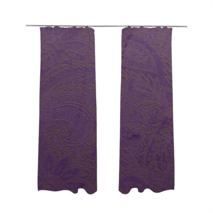 Athena Laser Cut Pattern Soft Velveteen Purple Velvet Upholstery Curtains Fabric CTR-2755 - Made To Measure Curtains