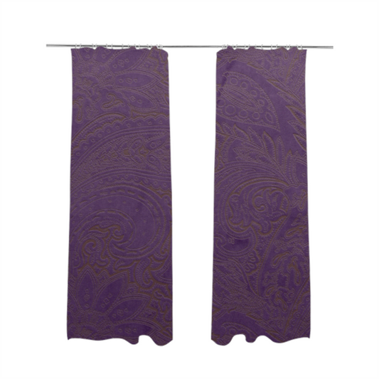 Athena Laser Cut Pattern Soft Velveteen Purple Velvet Upholstery Curtains Fabric CTR-2755 - Made To Measure Curtains